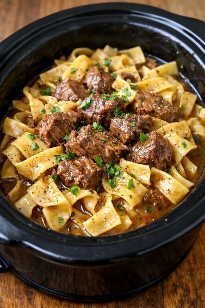 Amish Beef and Noodles Slow Cooker 5-Ingredient