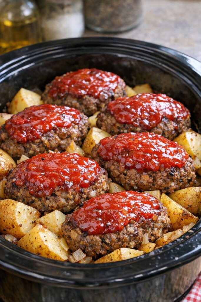 Amish Meatloaf Potatoes Slow Cooker 5-Ingredient
