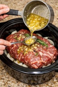 Garlic Herb Beef Chuck Roast Slow Cooker