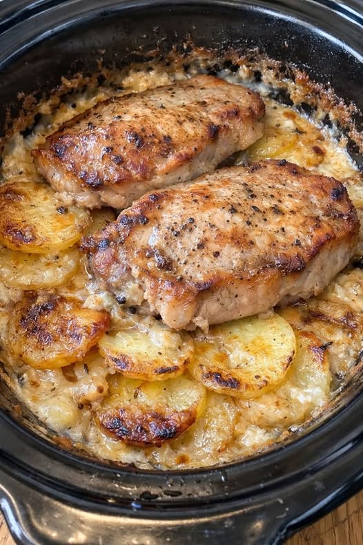 Pork Chops & Scalloped Potatoes Slow Cooker