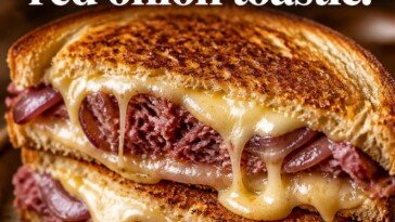 Corned Beef-Cheese and Red Onion Toastie